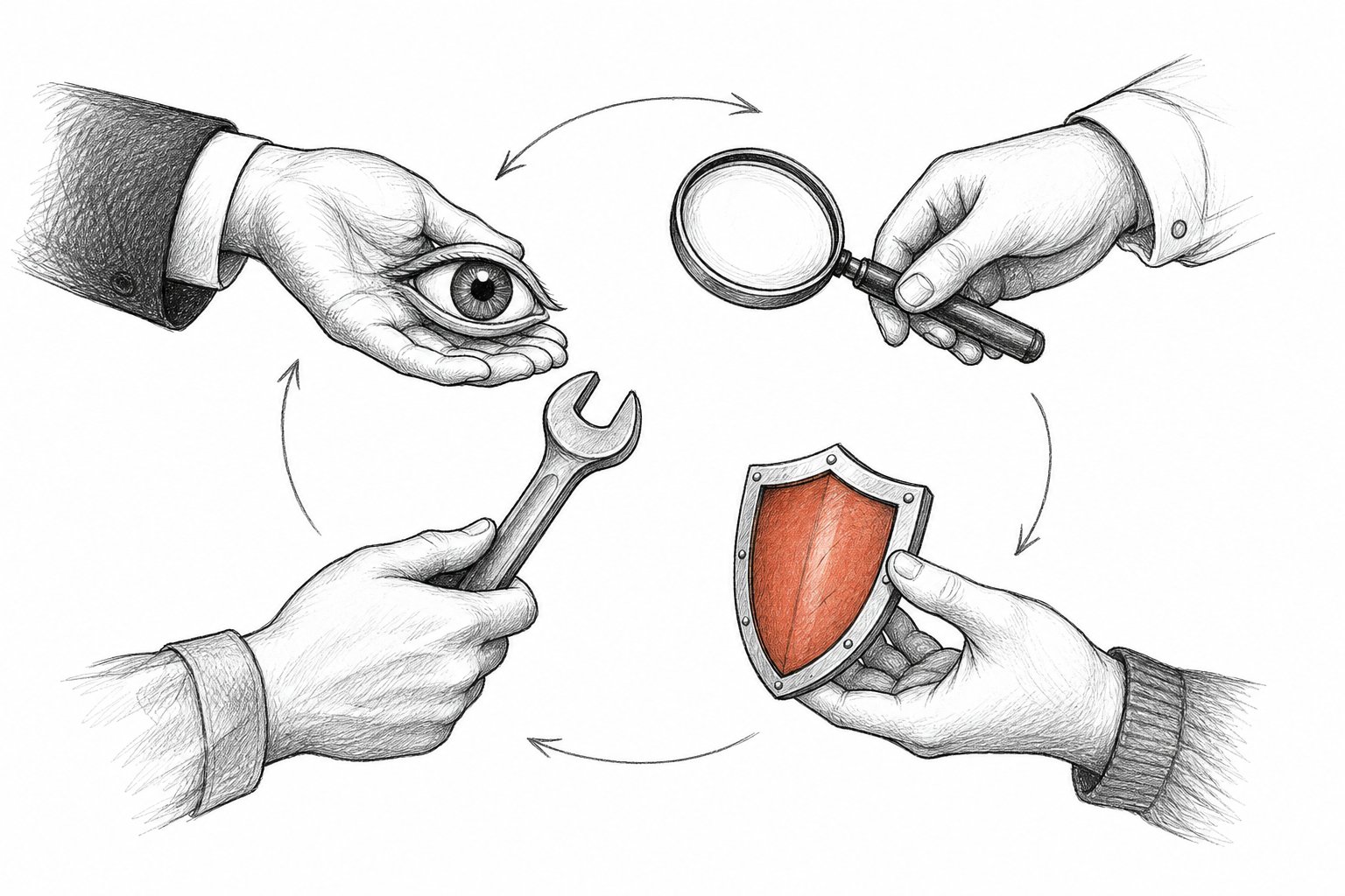 A continuous loop: monitor -> test -> patch -> protect